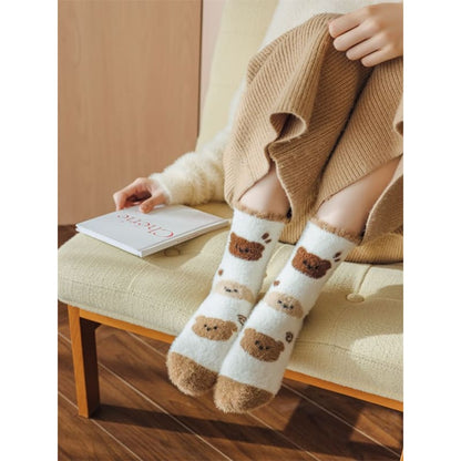 Bear Print Fleece Socks