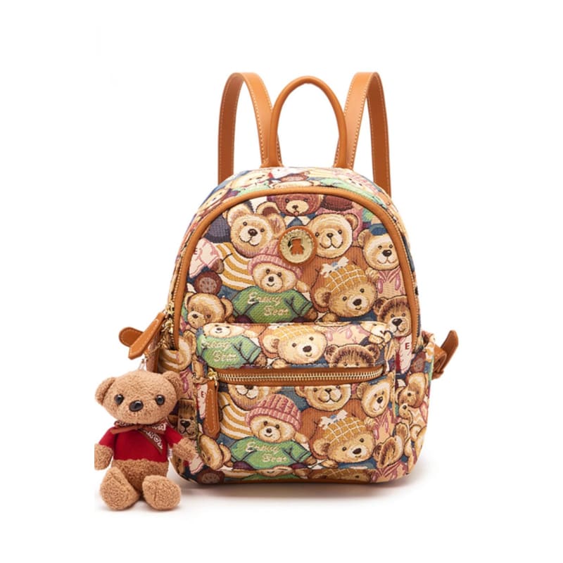 Bear Print Lolita Backpack - One-Size / Brown