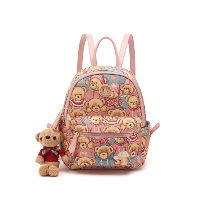 Bear Print Lolita Backpack - One-Size / Pink