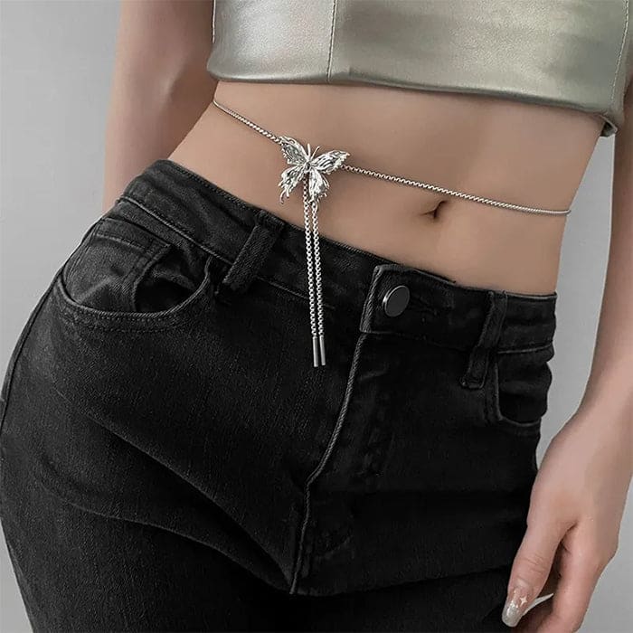 Beauty Butterfly Body Chain - Silver - Belts