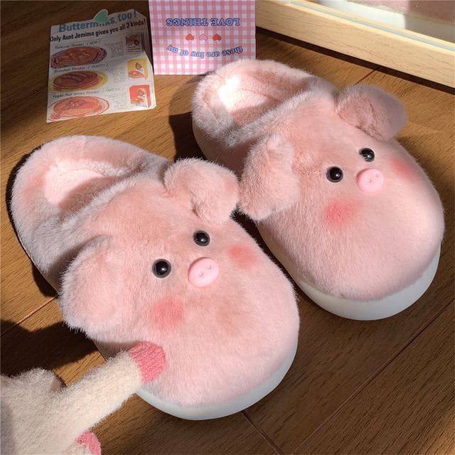 Bee Home Slippers - Pig - Mauve Pink / 36 to 37