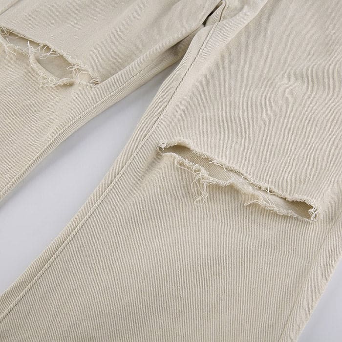 Beige Casual Flare Jeans - Jeans