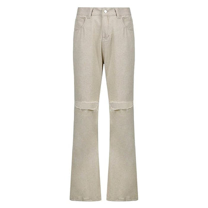 Beige Casual Flare Jeans - Jeans