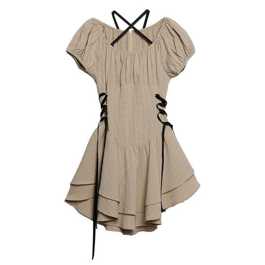 Beige Charming Mini Dress - S / Beige - Dresses