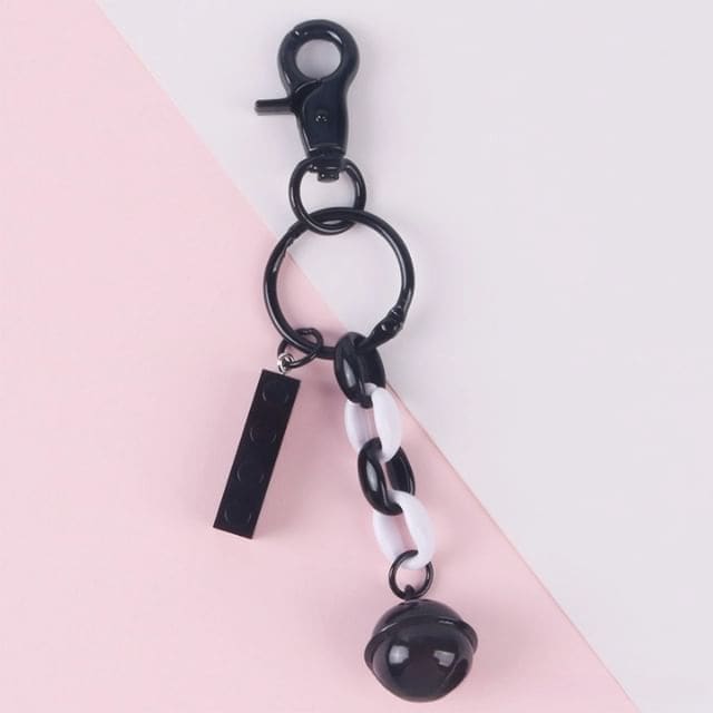 Bell Toy Block Bag Charm Keyring - Q441-1 - Bell - Black