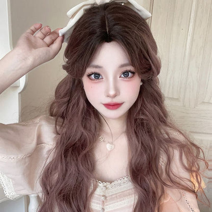 Belle Light Brown Curly Lolita Wig - Purple