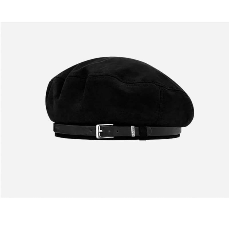 Belt Faux Suede Beret Hat