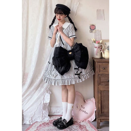 Big Black Bowknot Lolita Backpack