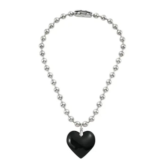 Big Heart Pendant Necklace - Standart / Black - Necklace