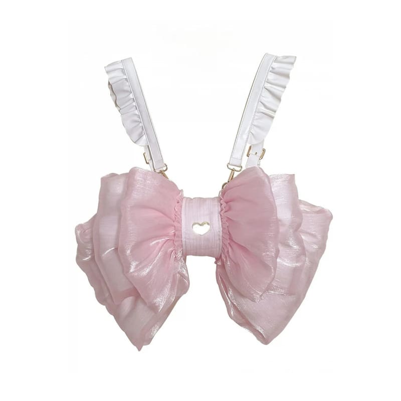 Big Light Pink Bowknot Backpack - S / Pink