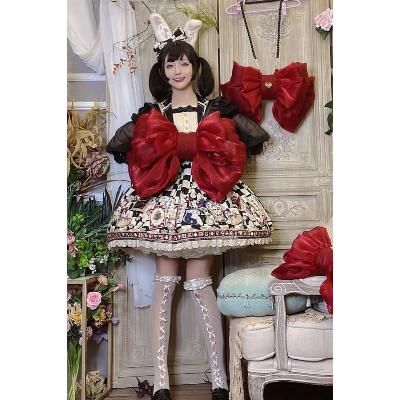 Big Wine Red Bowknot Lolita Backpack