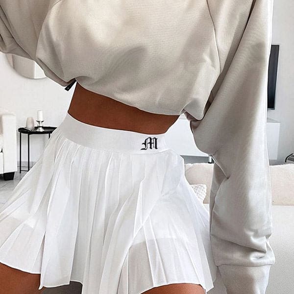 Black and White Pleated Skirt - Skirt