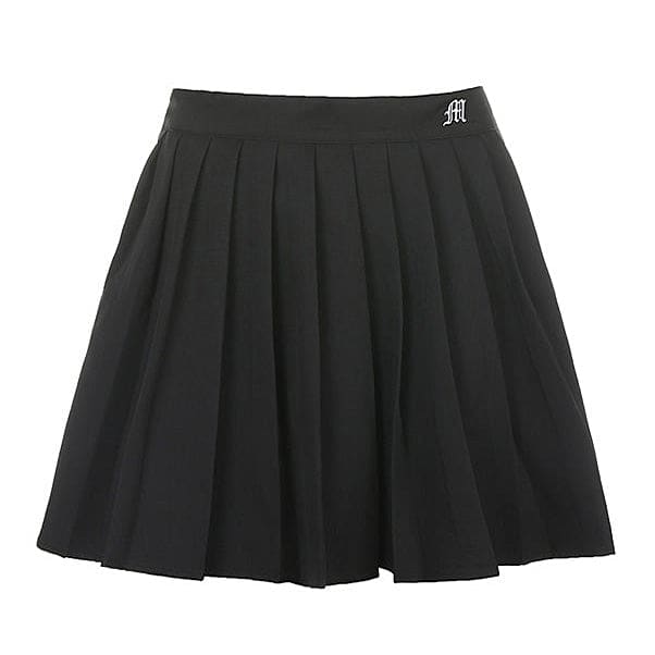 Black and White Pleated Skirt - Skirt