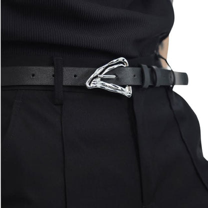 Black Asymmetrical Buckle Belt - Black - Belts