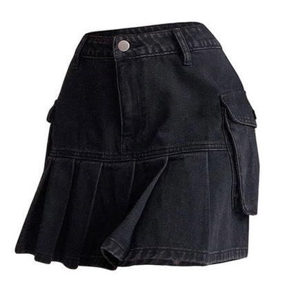 Black Campus Denim Skirt - Skirt