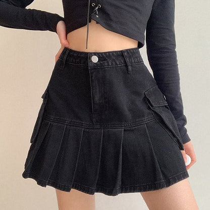 Black Campus Denim Skirt - Skirt