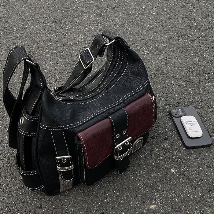 Black Check Shoulder Bag - Standart / Black/red - Handbags