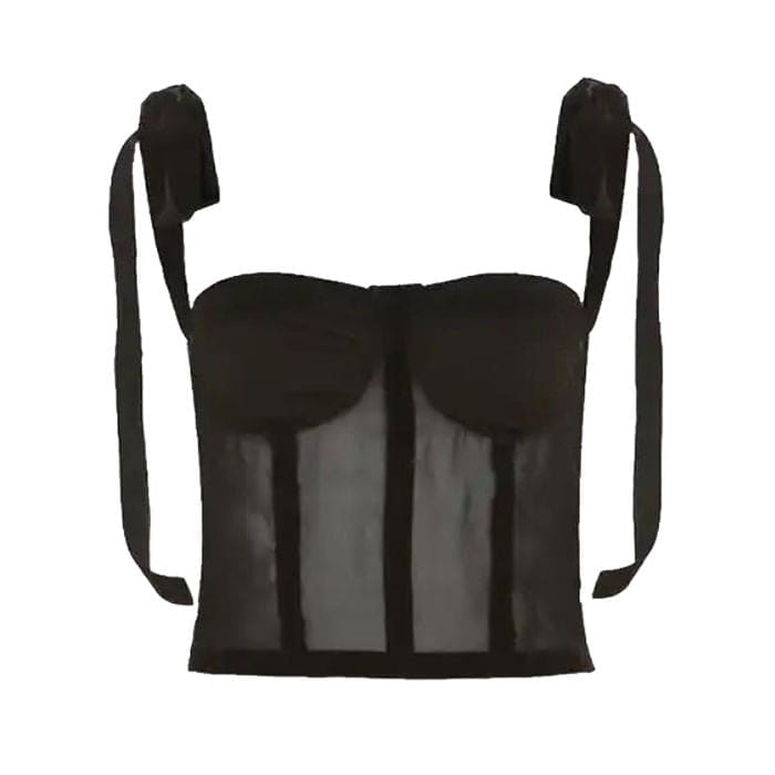 Black Chic Bow Corset Top - S / Black - Tops