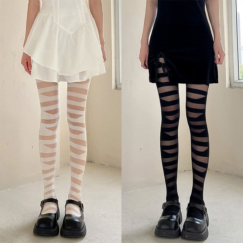 Black Chic Stripe Slik Stockings