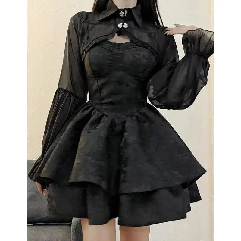 Black Coquette Lolita Dress KawaiiMoriStore Black Coquette Lolita Dress KawaiiMoriStore