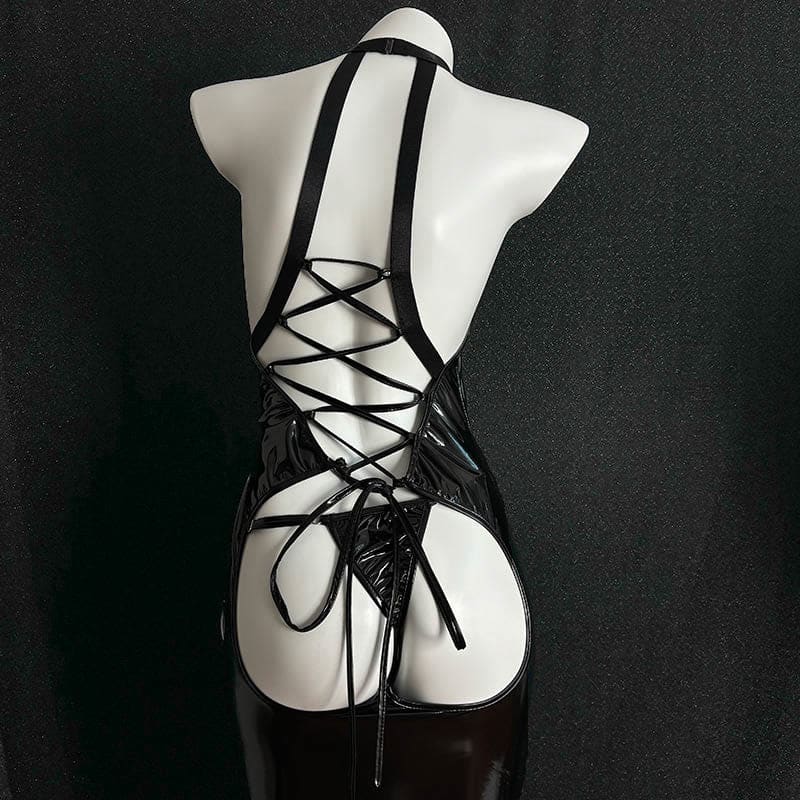 Black Cosplay Mermaid Backless Lingerie Dress - Black