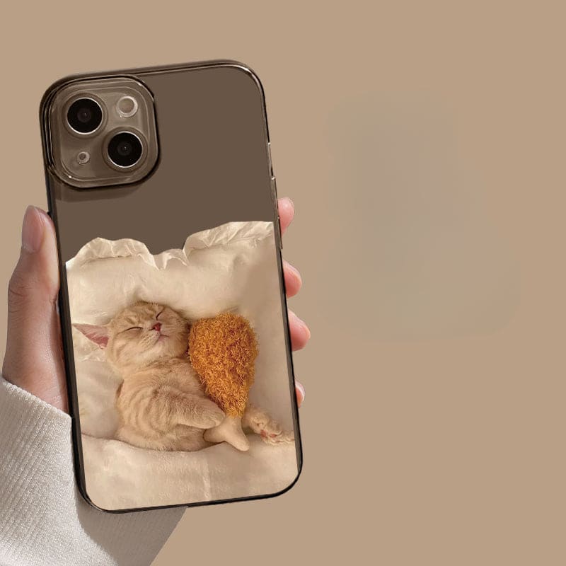 Black Cute Cat and Puppy Phone Case - iPhone 15 / Cat02