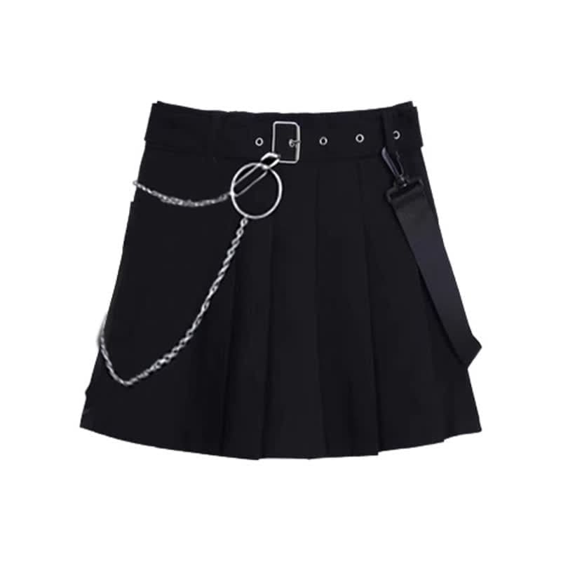 Black Dark Pocket T-Shirt Skirt Set - Skirt / S