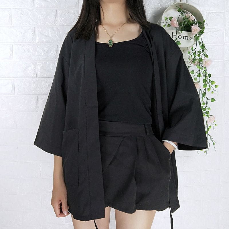 Black Dragon Chinese Embroidery Kimono Outerwear Sun