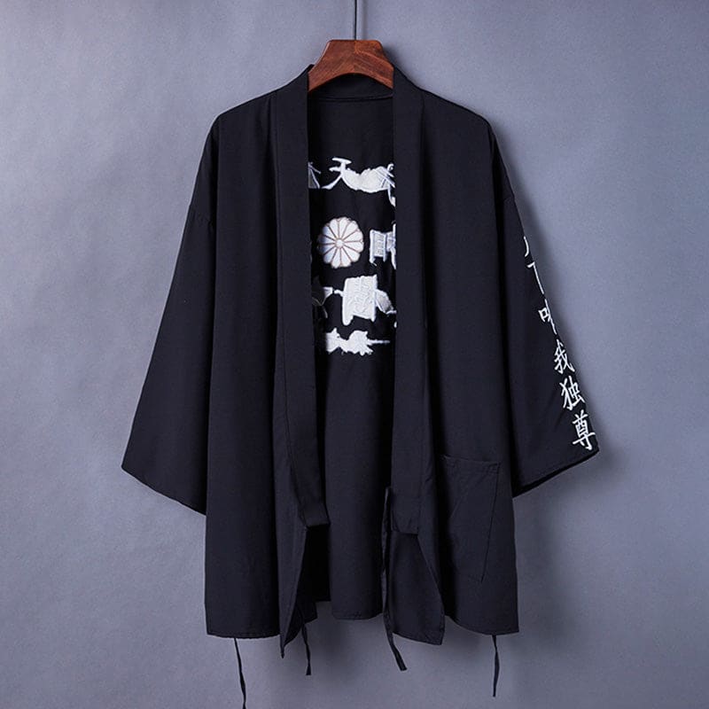 Black Dragon Chinese Embroidery Kimono Outerwear Sun