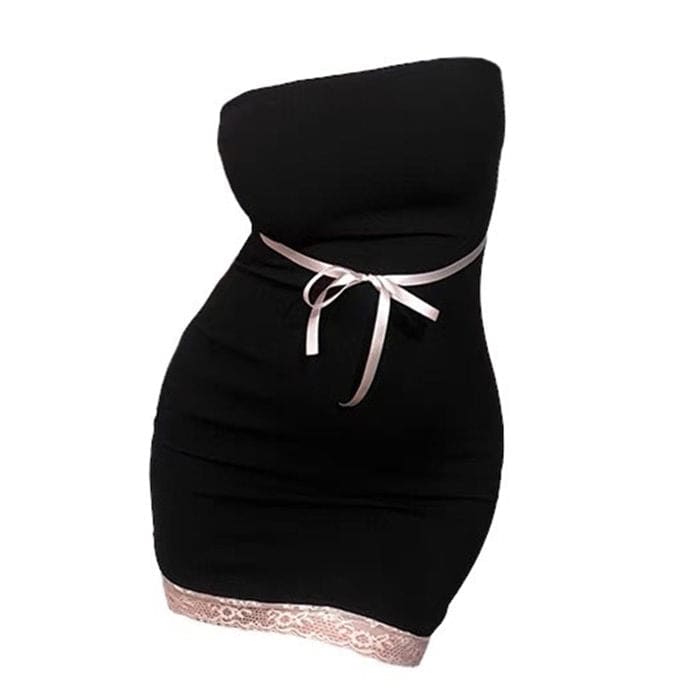 Black Elegant Bow Dress - Dresses
