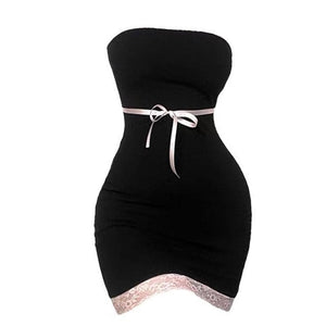 Black Elegant Bow Dress - S / Black/pink - Dresses