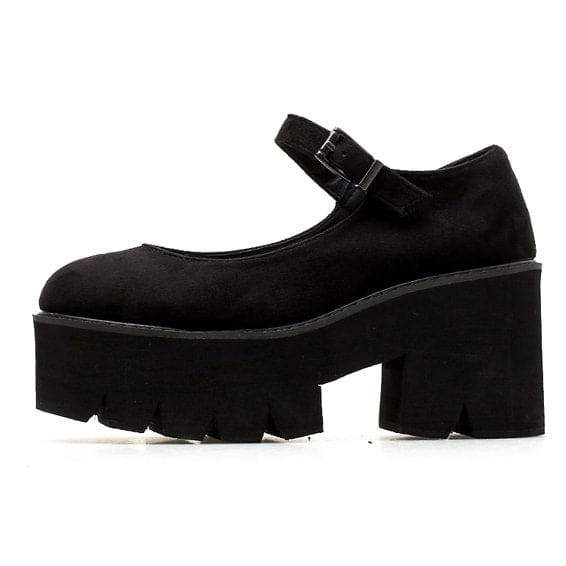 Black Faux Suede Platform Sandals - Shoes