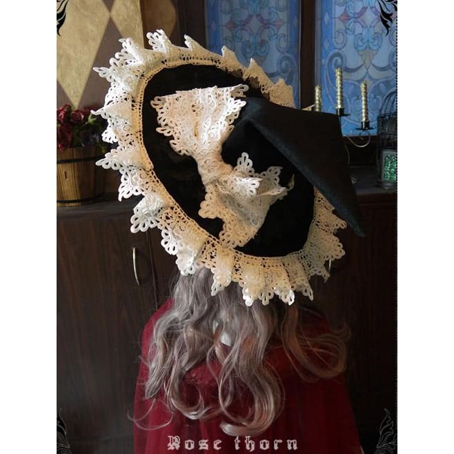 Black Halloween Lace Witch Hat