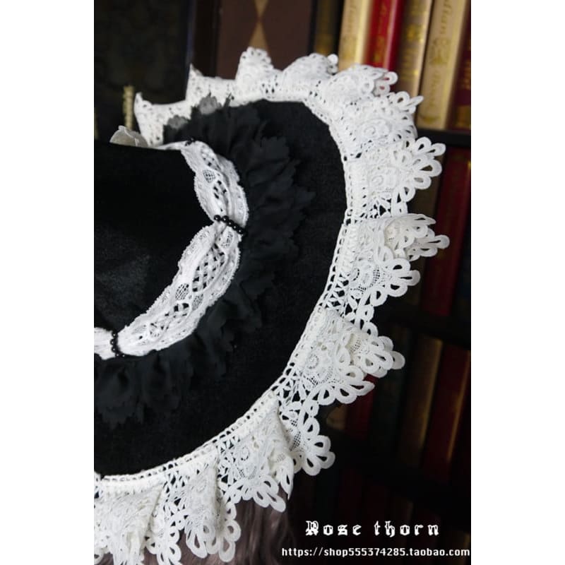 Black Halloween Lace Witch Hat