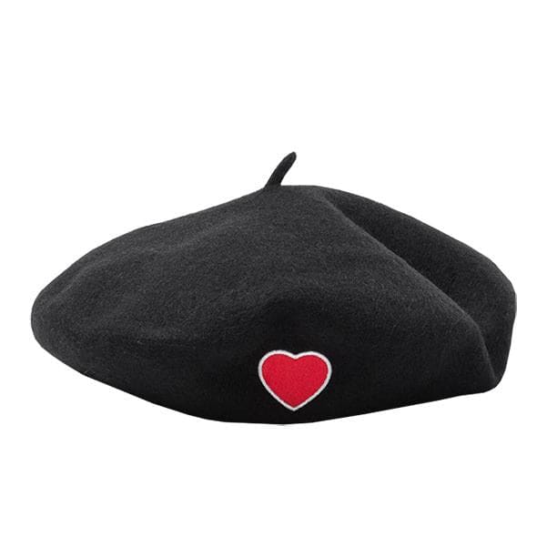 Black Heart Beret - Standart / Black - Hats