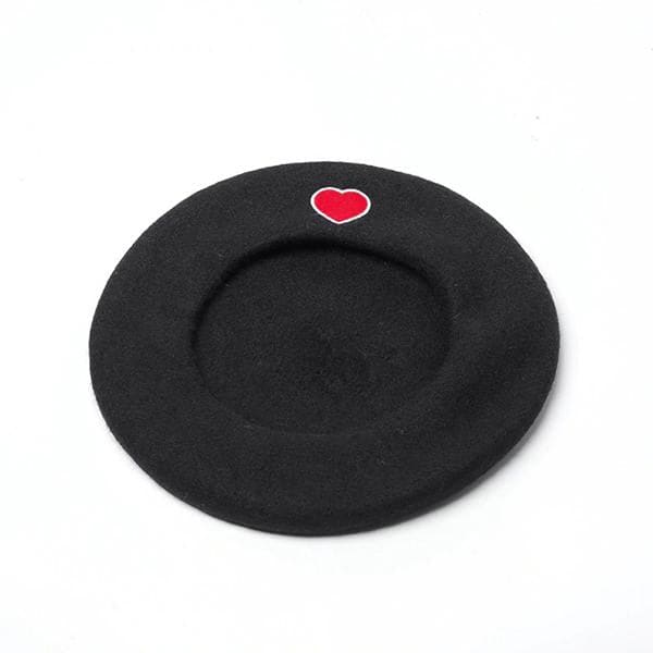 Black Heart Beret - Standart / Black - Hats