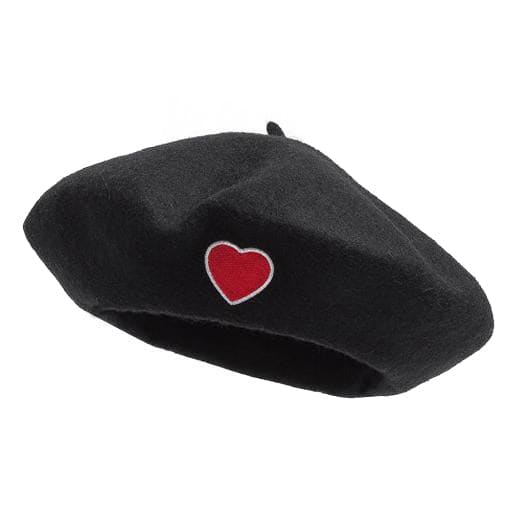 Black Heart Beret - Standart / Black - Hats