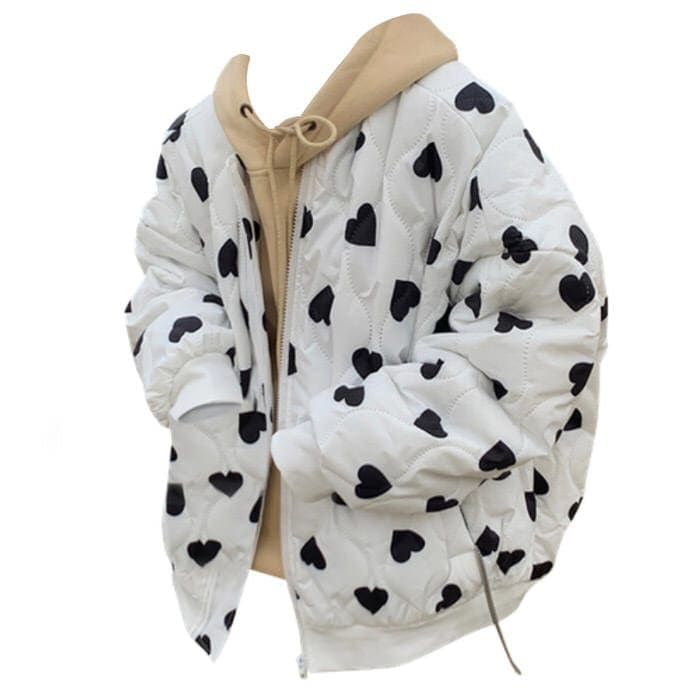 Black Heart Coat - Free Size / White/black - Jackets