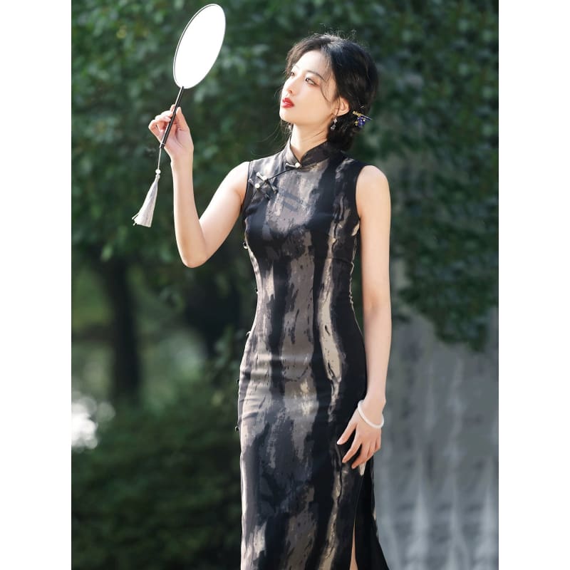 Black Ink Painting Cheongsam - Female Hanfu