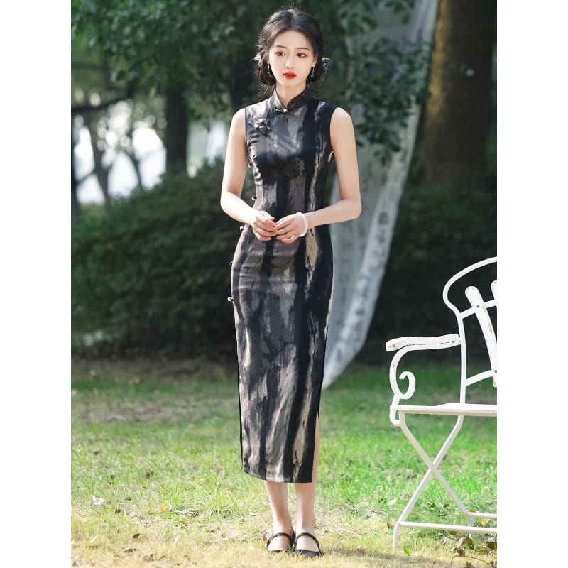 Black Ink Painting Cheongsam - Female Hanfu