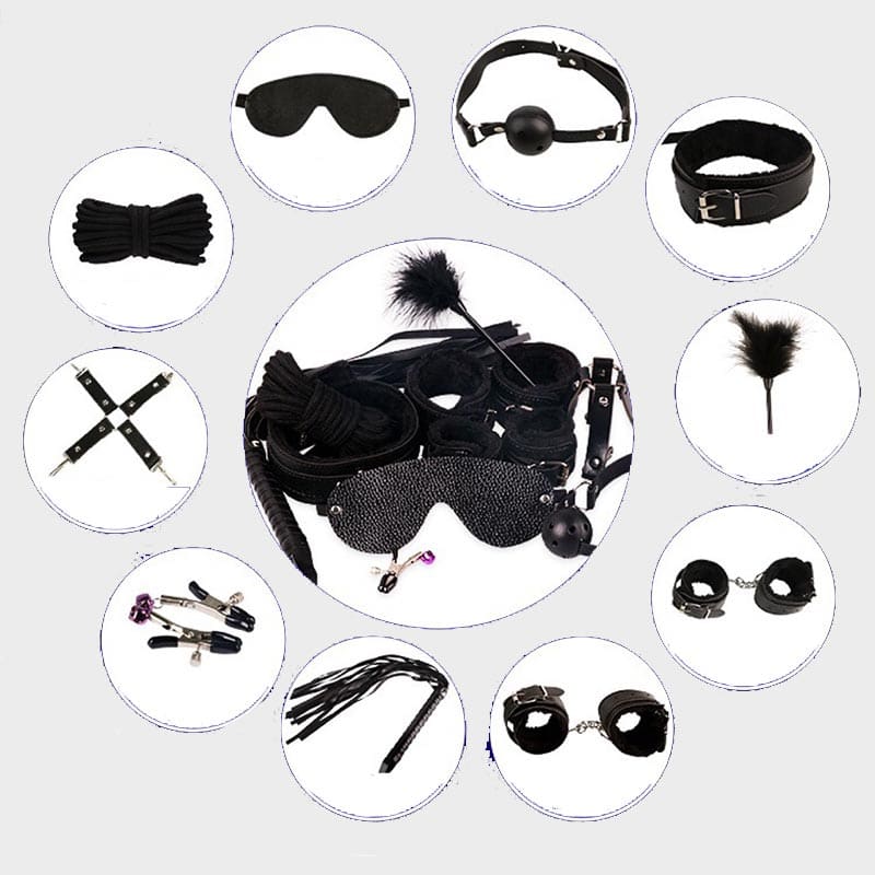 Black Leather Maid Accessories 11 Piece Set - Black