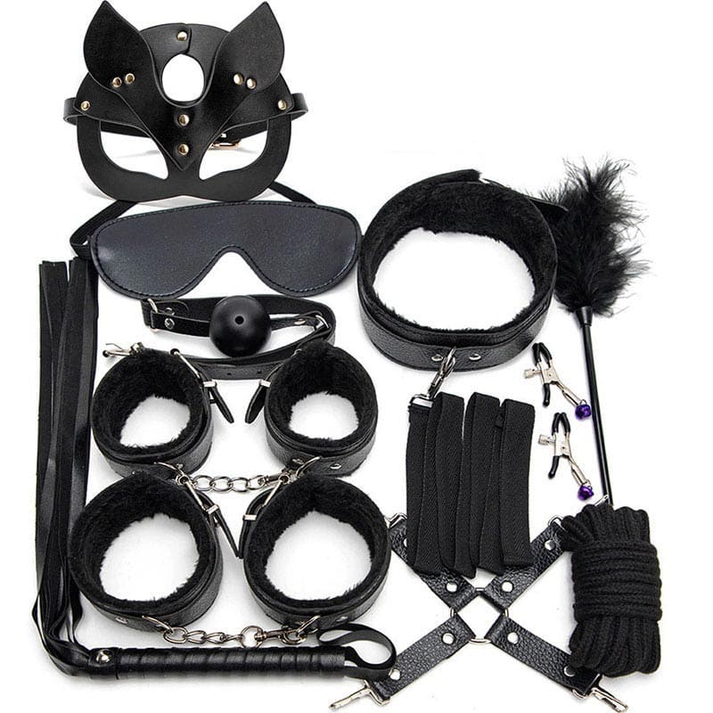 Black Leather Maid Accessories 11 Piece Set - Black