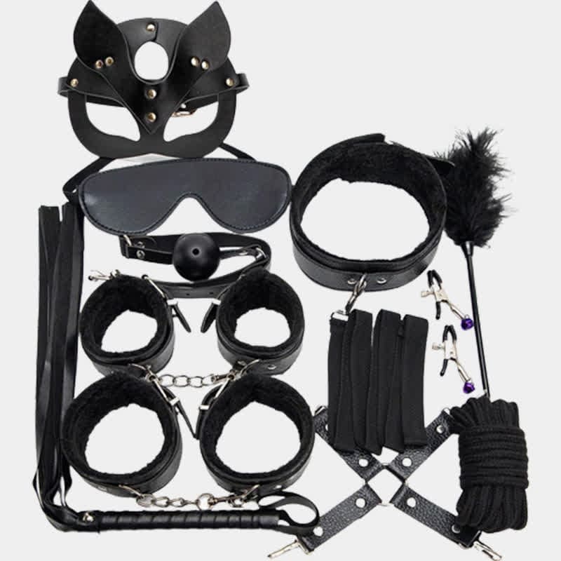 Black Leather Maid Accessories 11 Piece Set - Black