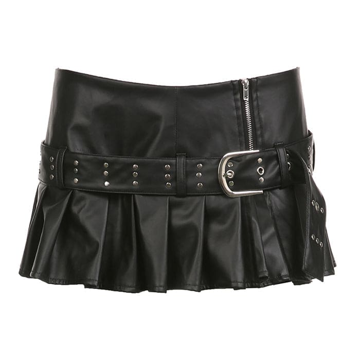 Black Leather Micro Skirt - S / Black - Skirt