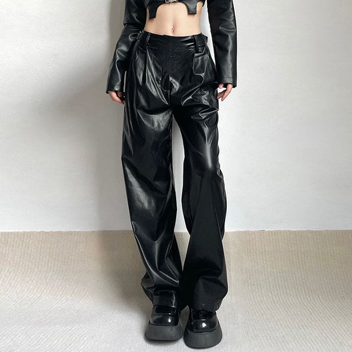 Black Leather Pants - S / Black - Jeans