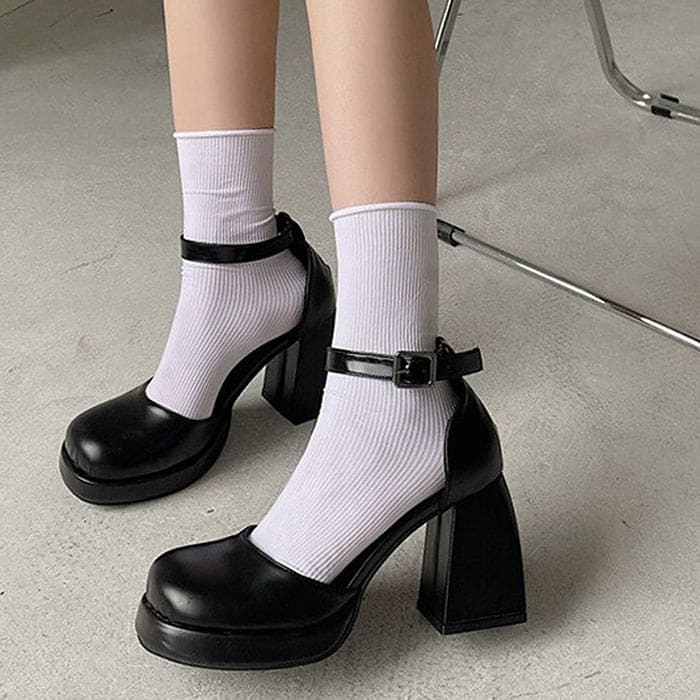 Black Lolita Platform Heels - Shoes