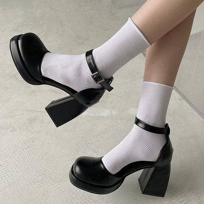 Black Lolita Platform Heels - Shoes