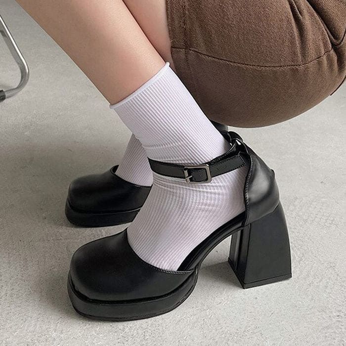 Black Lolita Platform Heels - Shoes