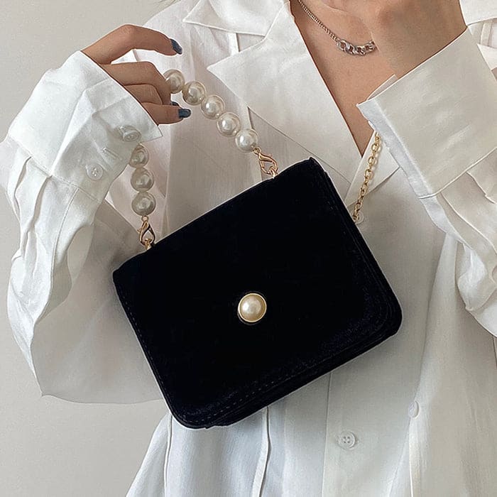Black Luxury Pearl Chain Bag - Standart / Black - Handbags