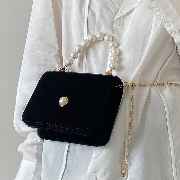 Black Luxury Pearl Chain Bag - Standart / Black - Handbags